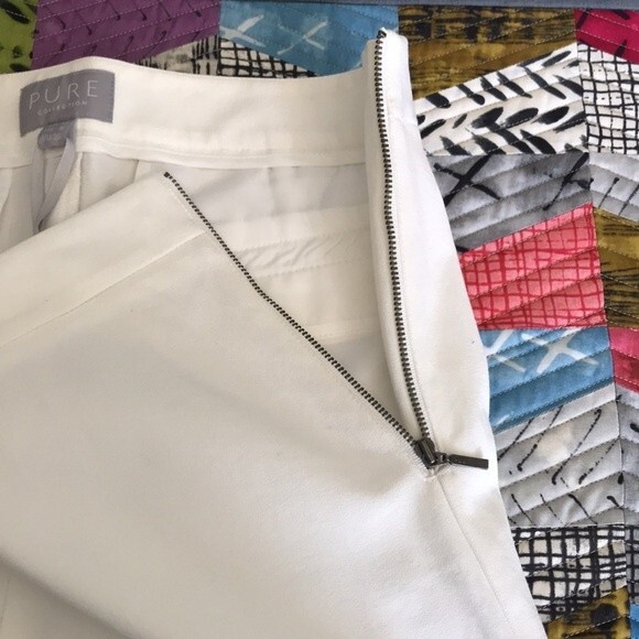 PURE Collection Cotton Stretch Crop Trouser Pants Soft White sz 6 NWT - Picture 9 of 12